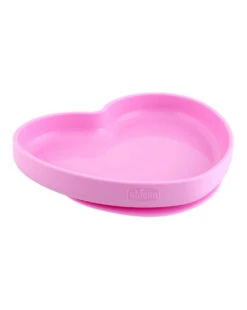 Piatto Cuore In Silicone Con Ventosa 9m+ Rosa