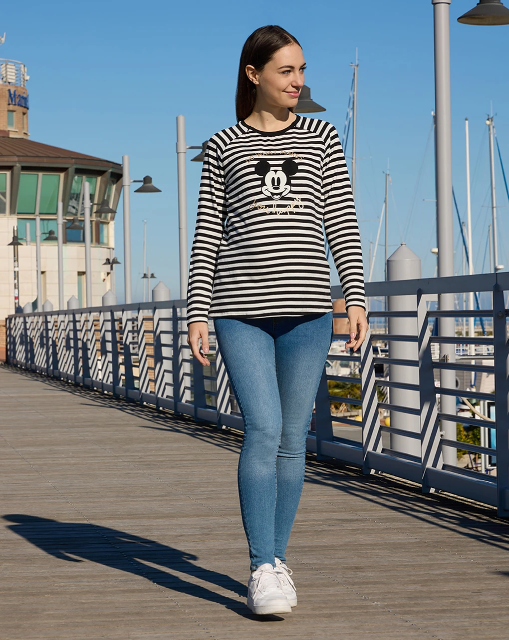 T-shirt Premaman Allattamento Fantasia Righe Mikey Mouse 3 T-shirt Premaman Allattamento Fantasia Righe Mikey Mouse - immagine 3