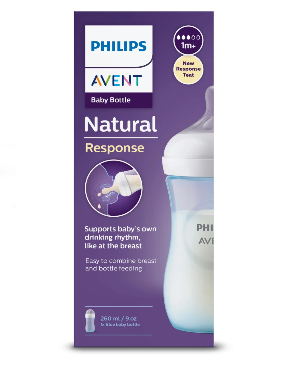 Biberon Natural Con Tettarella A Risposta Naturale Azzurro Da 260 Ml 1m+ | Senza Bpa - Philips Avent 4 Biberon Natural Con Tettarella A Risposta Naturale Azzurro Da 260 Ml 1m+ | Senza Bpa - Philips Avent - immagine 4