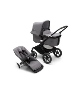Bugaboo Fox 3 Navicella E Passeggino Telaio Nero, Tessuti E Cappottina Grey Melange