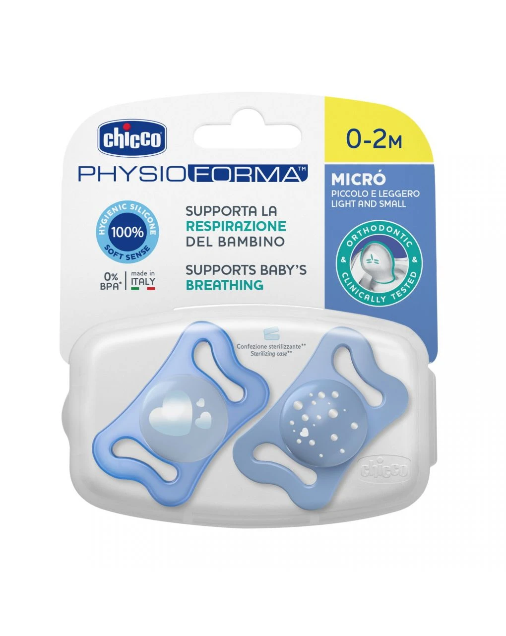 Physioforma Micrò Blue Silicone 0-2 Mesi 2 Pezzi - Chicco 5 Physioforma Micrò Blue Silicone 0-2 Mesi 2 Pezzi - Chicco - immagine 5