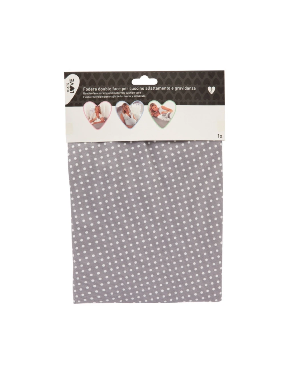 Federa Cuscino Allattamento Pois Grigi That's Love 1 Federa Cuscino Allattamento Pois Grigi That's Love