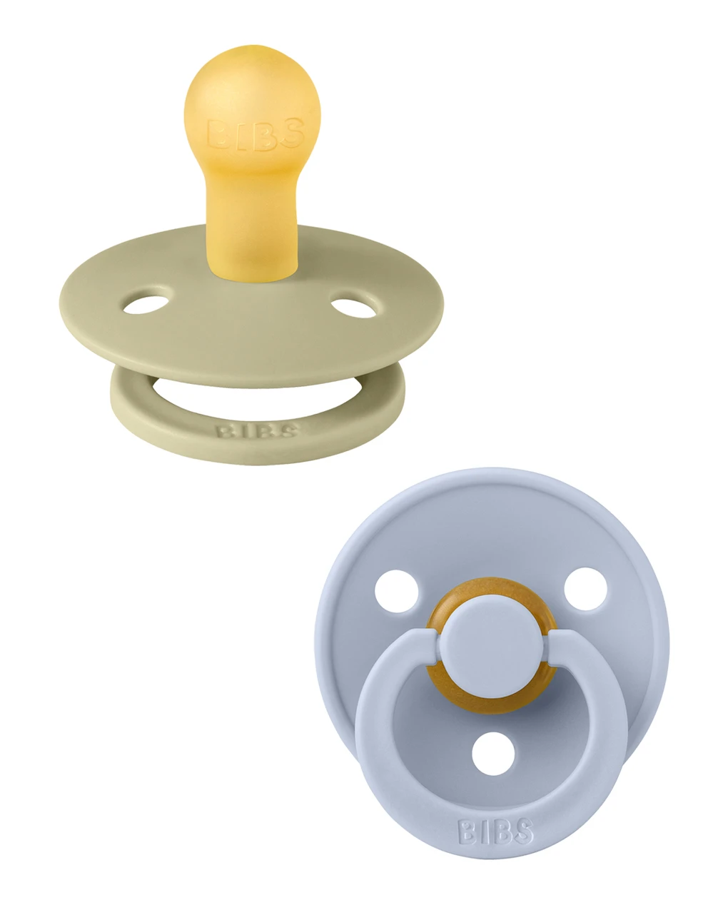 Set 2 Ciucci Tettarella Tonda In Gomma Naturale 0/6 Mesi - Colore Khaki E Dusty Blue - Bibs 1 Set 2 Ciucci Tettarella Tonda In Gomma Naturale 0/6 Mesi - Colore Khaki E Dusty Blue - Bibs