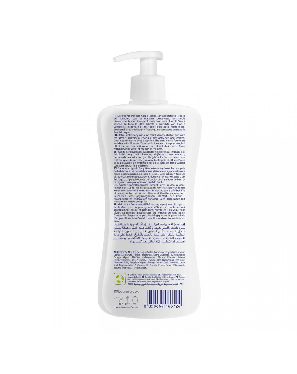 Baby Detergente Corpo Natural Sensation 500 Ml - Chicco 2 Baby Detergente Corpo Natural Sensation 500 Ml - Chicco - immagine 2