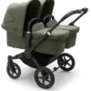 Bugaboo Donkey 5 Gemellare Navicella E Passeggino Telaio Nero, Tessuti E Cappottina Forest Green