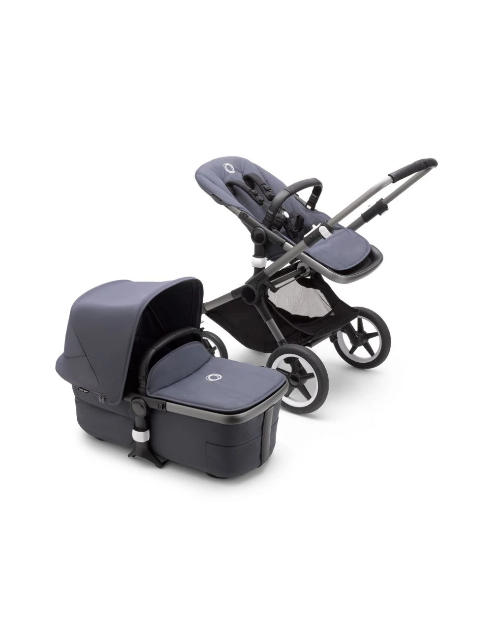 Bugaboo Fox 3 Navicella E Passeggino Telaio Graphite, Tessuti E Cappottina Stormy Blue 2 Bugaboo Fox 3 Navicella E Passeggino Telaio Graphite, Tessuti E Cappottina Stormy Blue - immagine 2