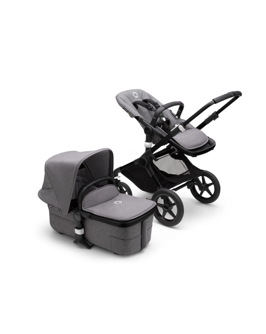 Bugaboo Fox 3 Navicella E Passeggino Telaio Nero, Tessuti E Cappottina Grey Melange 2 Bugaboo Fox 3 Navicella E Passeggino Telaio Nero, Tessuti E Cappottina Grey Melange - immagine 2