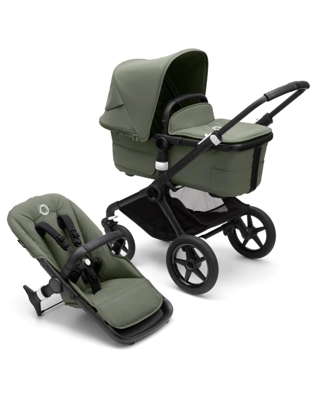 Bugaboo Fox 3 Navicella E Passeggino Telaio Black, Tessuti E Cappottina Forest Green 1 Bugaboo Fox 3 Navicella E Passeggino Telaio Black, Tessuti E Cappottina Forest Green