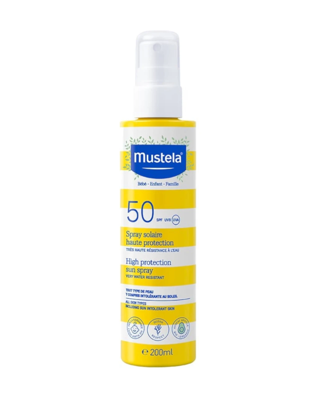 Spray Latte Solare Spf50 Protezione Alta 200ml - Mustela 1 Spray Latte Solare Spf50 Protezione Alta 200ml - Mustela