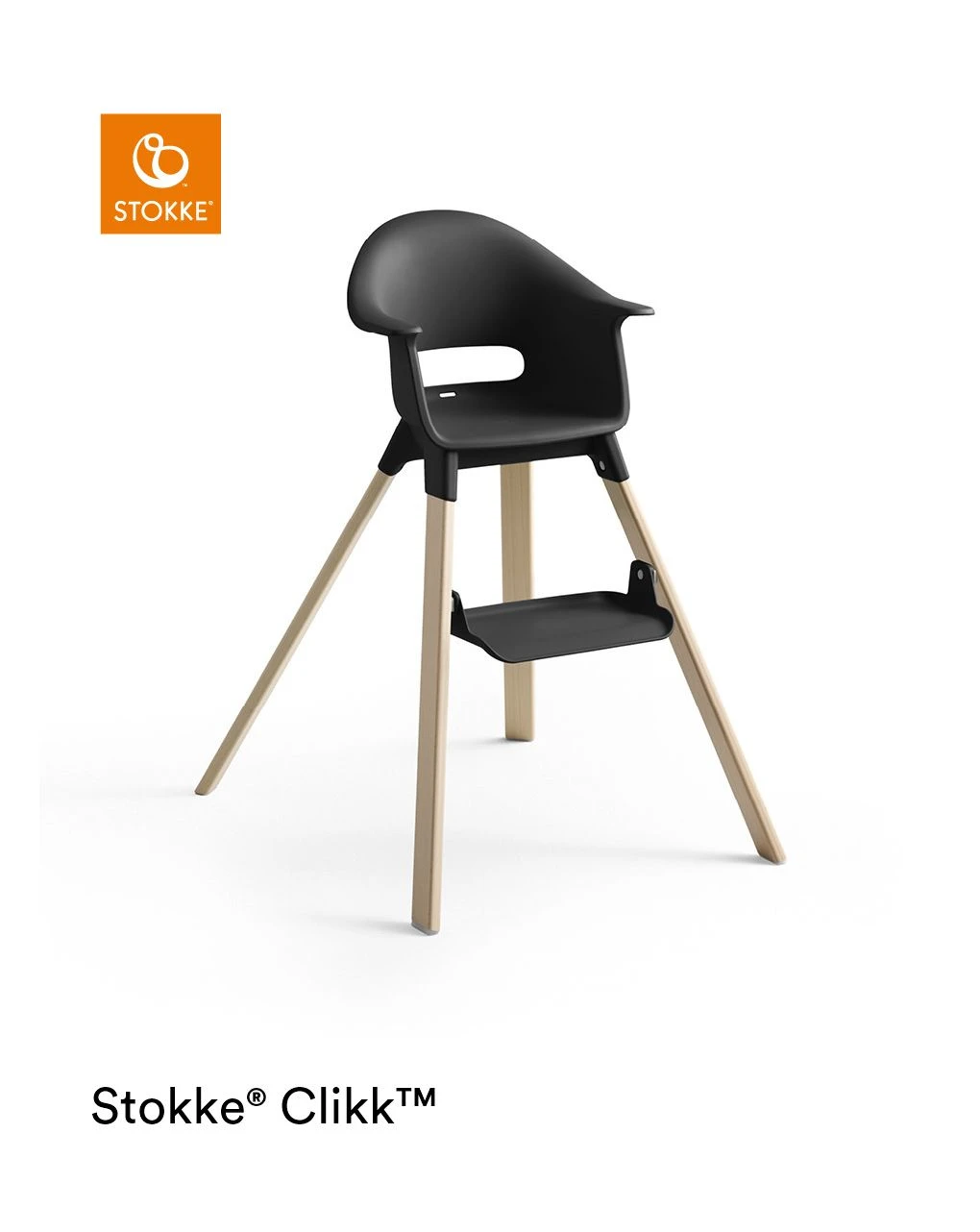 Stokke® Clikk™ High Chair - Black Natural 1 Stokke® Clikk™ High Chair - Black Natural