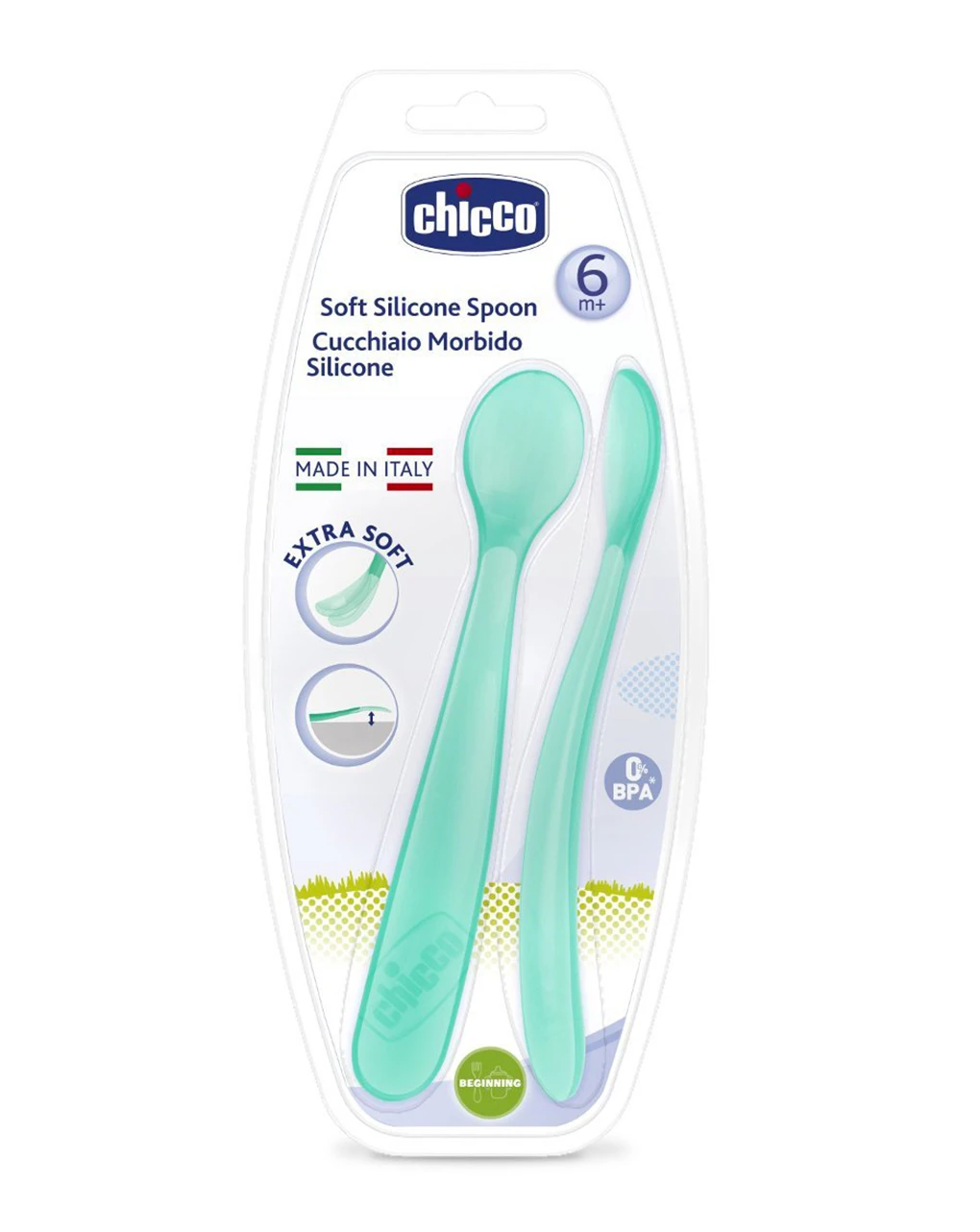 Cucchiaio Morbido Silicone 6m+ Azzurro (2pz) 2 Cucchiaio Morbido Silicone 6m+ Azzurro (2pz) - immagine 2